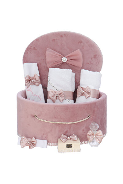 Recostore Trusou cu inima pentru botez fetita, 9 piese, roz pudrat, Recostore...