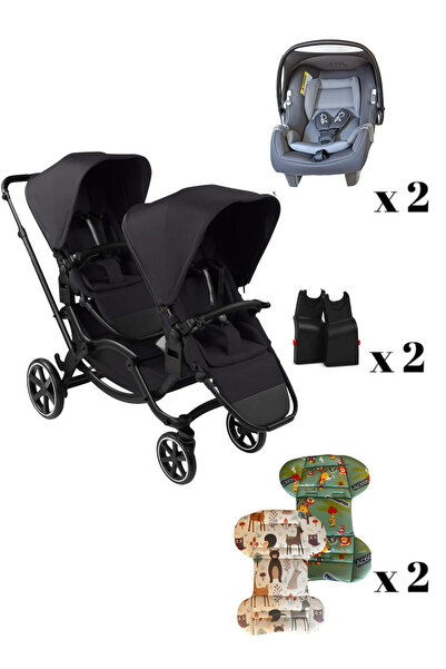 ABC Design Zoom2 Coal Travel Set - Özel Seri İkiz Bebek Arabası Antrasit Ana ...