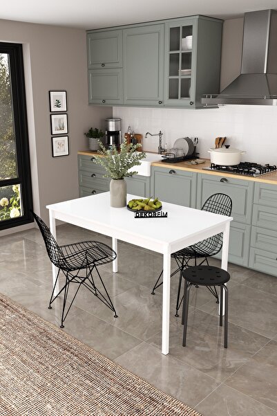 DEKORFİM DF01113 Dekoratif Mutfak Masası 120x70 4-6 Kişilik Şık, Modern, Meta...