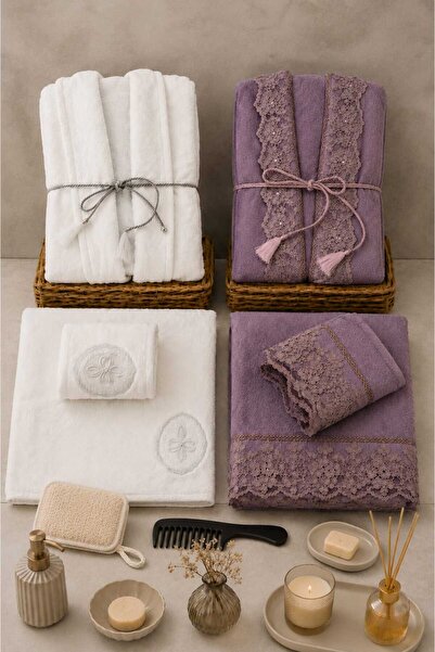Mela Home Set de halate de baie din dantelă jacquard Rüya Kutulu |   Halat de...