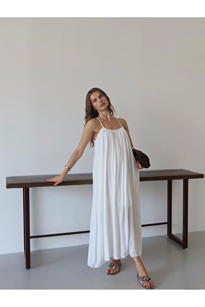 Zey Studio Women's White Strappy Long Dress
