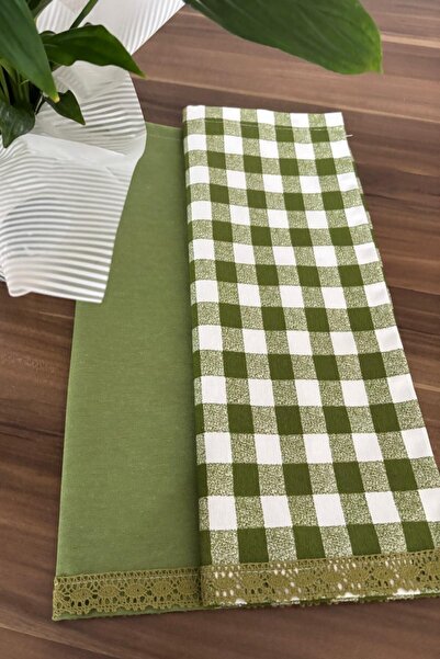 zarafet concept 2Li Set Keten Dantel Detaylı Kurulama Bezi/Fırın Örtüsü 35x55cm