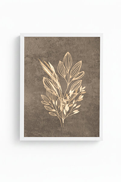 huhuli Minimal Leaf Pattern Painting with White Wooden Frame - Pastel Tones |...