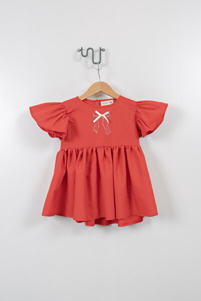 Jikko Baby Kız Çocuk Kolları Fırfırlı Taş Baskılı Elbise 3722