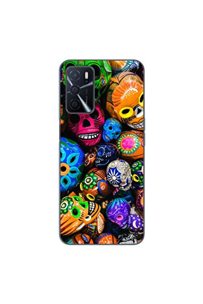 OEM Husa compatibila cu Oppo A16 Silicon Gel Tpu Model Halloween Cranii Colorate