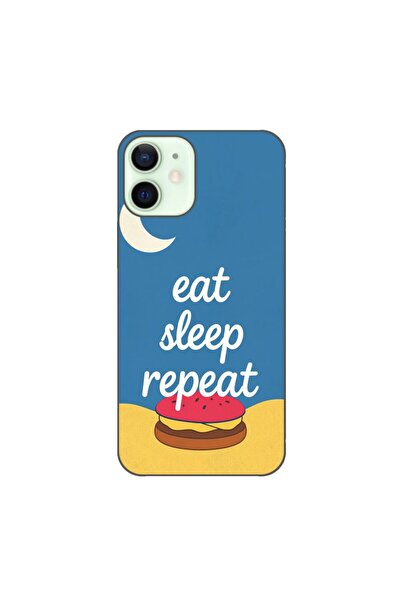 OEM Husa compatibila cu Apple iPhone 12 Mini Silicon Gel Tpu Model Eat Sleep ...