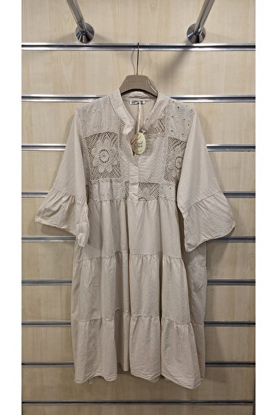 Park Moda Italian Cotton Short Dress with Scalloped Interior Lining