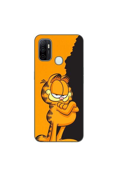 OEM Калъф, съвместим с Oppo A53, силиконов гел TPU модел Гарфийлд, черен и ор...