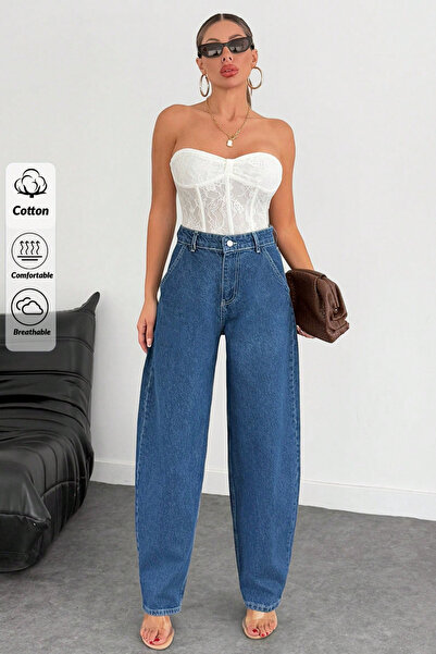 XRAY JEANS Women's Wide Leg Baggy Fit Blue Jeans