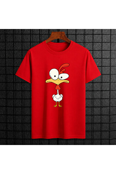 VODEXA Tricou oversize pentru femei, cu imprimeu pui, 100% bumbac, croială co...