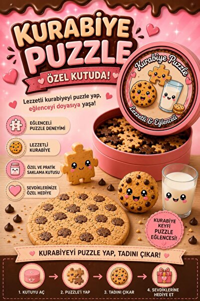 HEDİYEVİM Özel Kutulu Kurabiye Puzzle Eğitici Eğlenceli