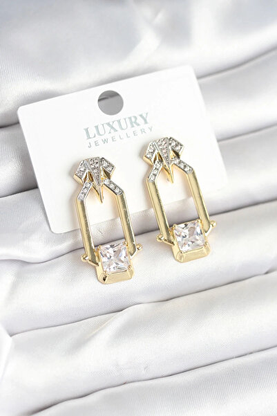 USLUCAN ALIŞVERİŞ Brass Gold Color Vintage Women's Earrings
