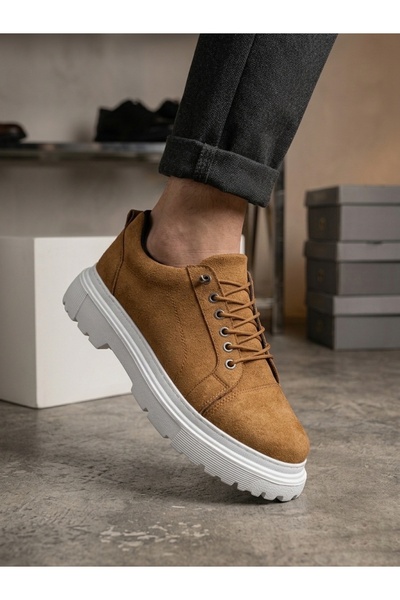 BESKAR BA0245 Tan Suede Pametne gumene vezice Visoka potplata Ležerne muške c...