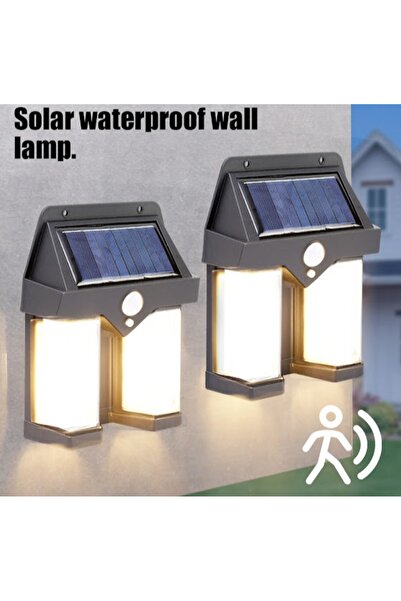 BaoBao Lampă solară cu senzor, din plastic, neagră, cu senzor de mișcare, XF-...