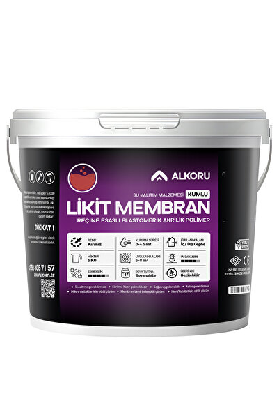 ALKORU 5 KG Kırmızı Kumlu Likit Membran Renkli Reçine Esaslı Sıvı Su Yalıtım ...