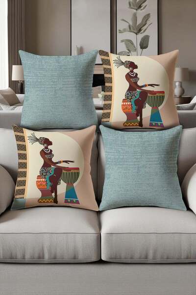 Dolce Mariee Digital Printed Soft Textured 4-Piece Throw Pillow Cover Set Krl...