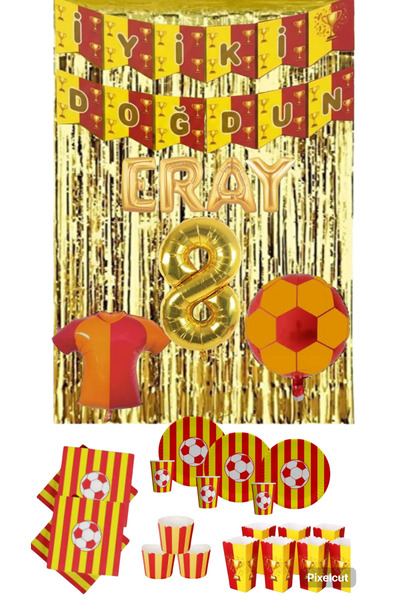 Mehca 16-Person Yellow and Red Name Letter Foil and Number Foil Concept Set