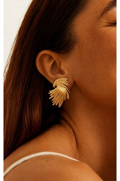 Markiz Takı Partial Gold Color Brand Model Latest Series Earrings Pair