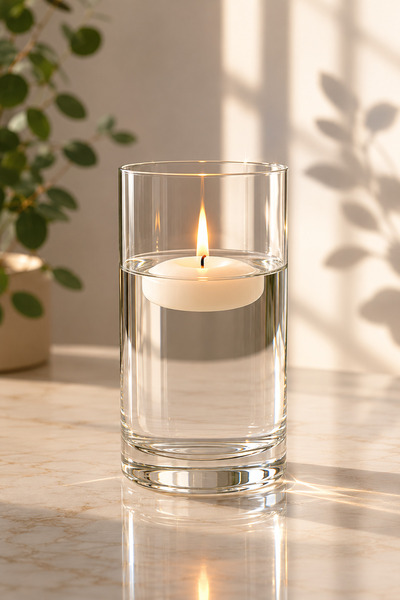 ZURİ DESİGN Glass Vase Candlestick Candle Holder Decorative Cylinder Transpar...