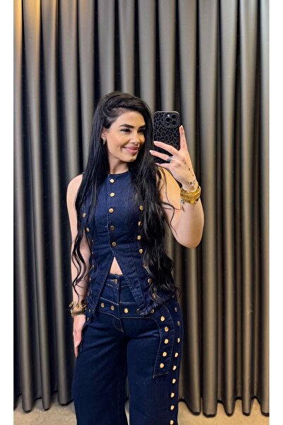 Nisam Snap Fastener Vest Jean Set