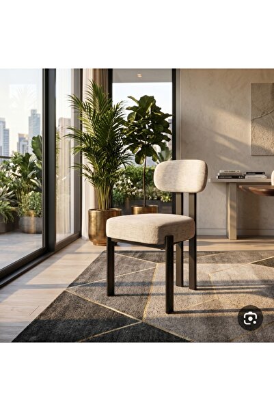 laverahome Light Beige Chair with Black Legs, Featuring an Elegant Design Tha...