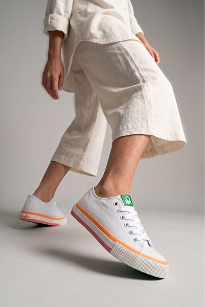 Benetton ® |   أحذية رياضية صيفية من الكتان باللون الأبيض - أحذية رياضية عصري...