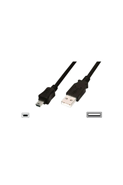 Digitus Cablu USB A/miniUSB B (5 pini) tată/tată Canon negru 3m USB 2.0 HighS...