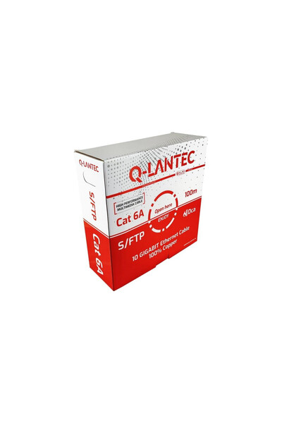 Q-LANTEC Cablu S/FTP cat.6A, de rețea, LSOH, DCA 4x2x23 AWG, 10Gb/s, gri, 100...