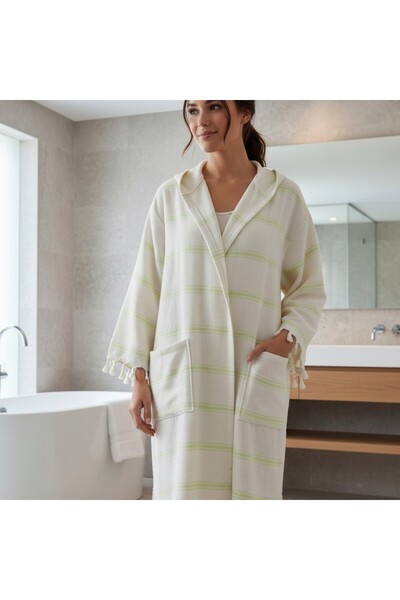 bshome 100% Cotton Hooded Bathrobe, Absorbent Towel Inside, Peshtamel Design ...