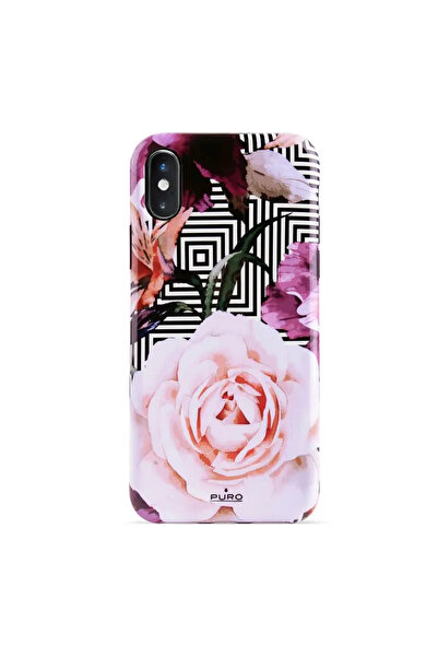 Puro Flori Geometrice Glam - Husă iPhone Xs Max (Bujori Roz)