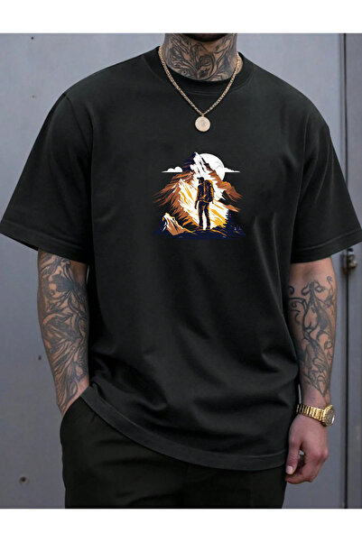 SUNFREE Mountain Mountain Printed Oversize Basic Short Sleeve Men's Tshirt