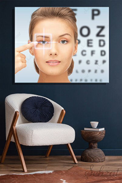 Şehzat Kare Kanvas Duvar Tablosu Tekli Göz Doktoru Görme Testi Optometri Göz ...