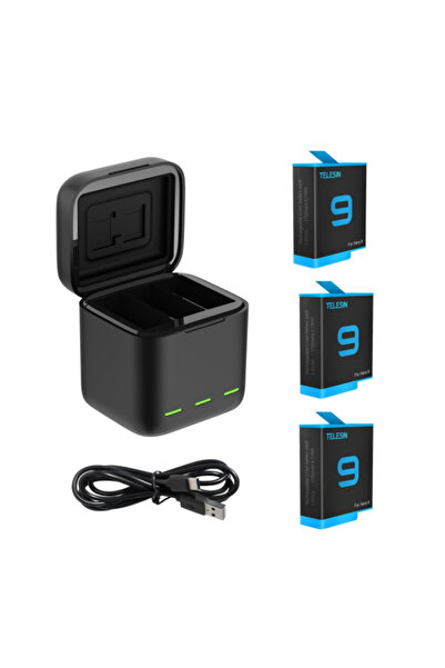 TELESIN tr√≥jkana≈Çowa cutie pentru GoPro Hero 9 / Hero 10 + 3 baterii (GP-BN...