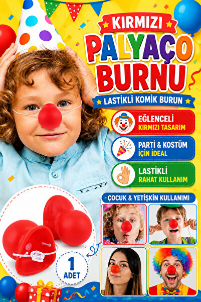 Tamsena Store Kırmızı Palyaço Burnu Lastikli Komik Parti Burun Kostüm Aksesua...