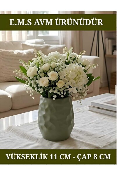 E.M.S AVM Mint Green Color Decorative Vase Pot Honeycomb Pattern Pot 11 cm He...