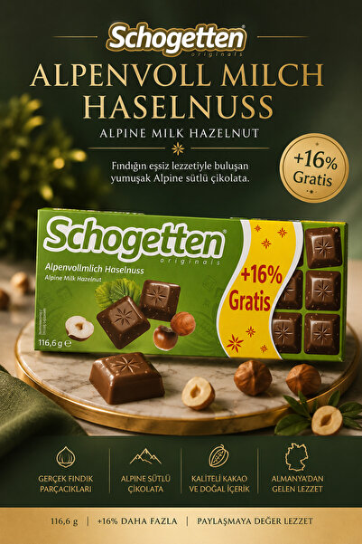 Schogetten Alpine Milk Hazelnut Fındıklı Alman Sütlü Çikolata 116,6g