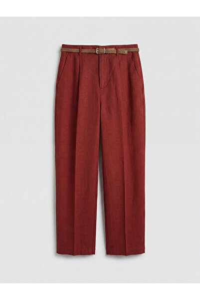 LC Waikiki Nevavm Belted Carrot Cut Women's Fabric Trousers with a Difference