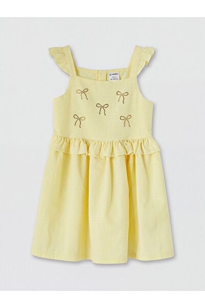 LC Waikiki Rmz Gi̇yi̇m Farkiyla Square Roba Collar Stoned Girls' Dress