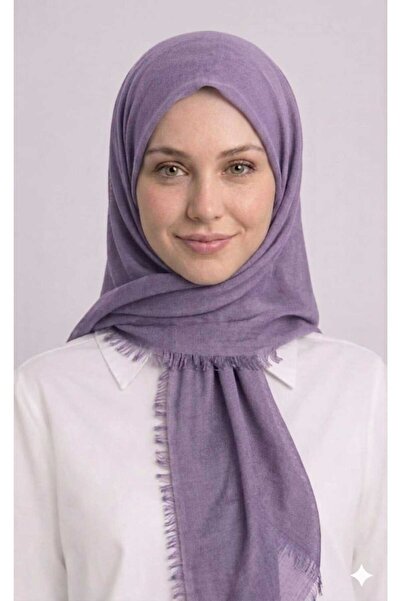 Alse Butik وشاح قطني مسطح بلون أرجواني فاتح من القطن المنسوج يدويًا