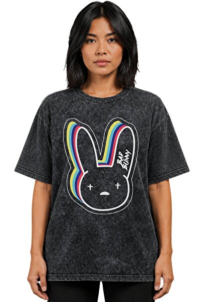 SEVBANO Bad Bunny Rapper Singer Printed Unisex Oversized Vintage Washed T-Shirt