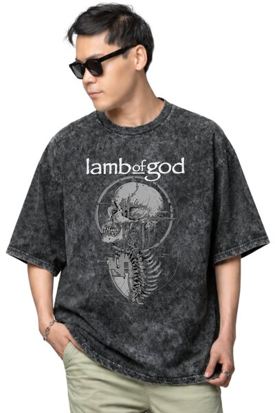 SEVBANO Tricou unisex supradimensionat, vintage, lavabil, cu imprimeu Lamb Of...