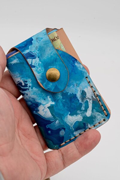 tudorAce Unique Hand-Painted Minimalist Leather ID Card Wallet