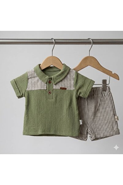 KapsülBebek Polo Collar Baby Boy Summer Set - 100% Cotton