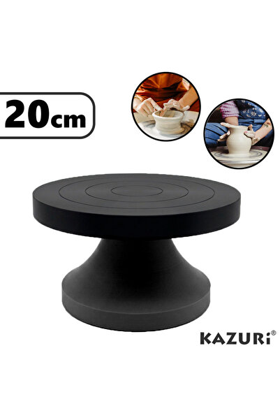 kazuri 20cm Masaüstü Turnet- Çömlek Kil Seramik Turneti SİYAH