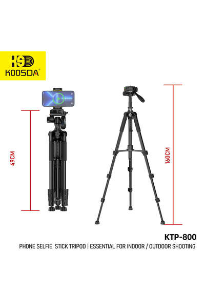 Koosda حامل ثلاثي القوائم KTP-800 بطول 1.6 متر - دعم مثالي للكاميرات والأجهزة