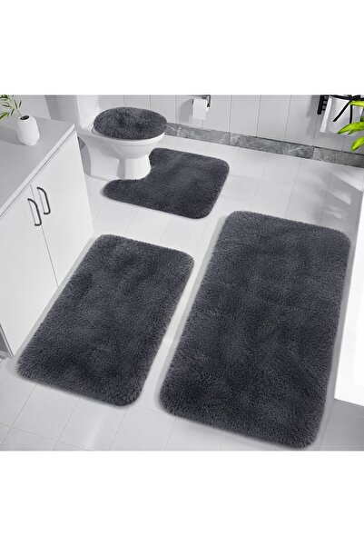 EKN BEĞENDİ HOME Kaymaz Taban Yıkanabilir Peluş Post 4’lü Banyo Halı Paspası ...