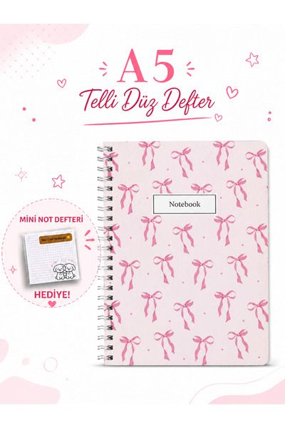 TOMBİ-X A5 Spiralli DÜZ Okul Defter Seti - FİYONK Desenli 60 Yaprak Karton Kapak