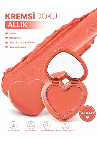 NUNUKO Kalpli Aynalı Krem Allık - Doğal Glow Etkili ve Uzun Süre Kalıcı Soft ...