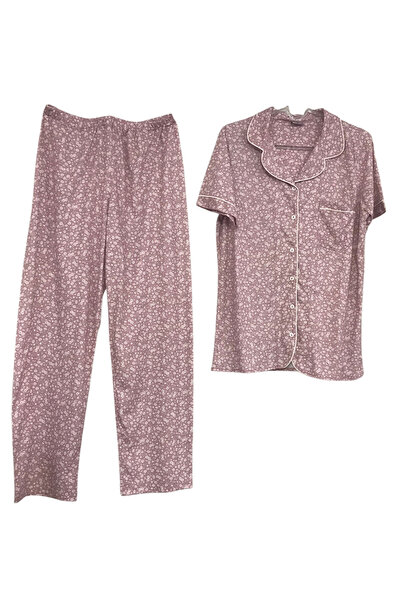 Nena -24848- Front Open Short Sleeve 100% Cotton Pajama Set