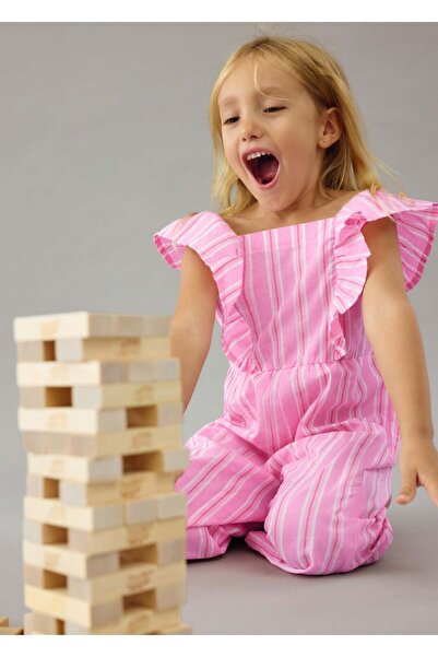 MAYORAL Girl's Ruffled Shoulder Jumpsuit Pink